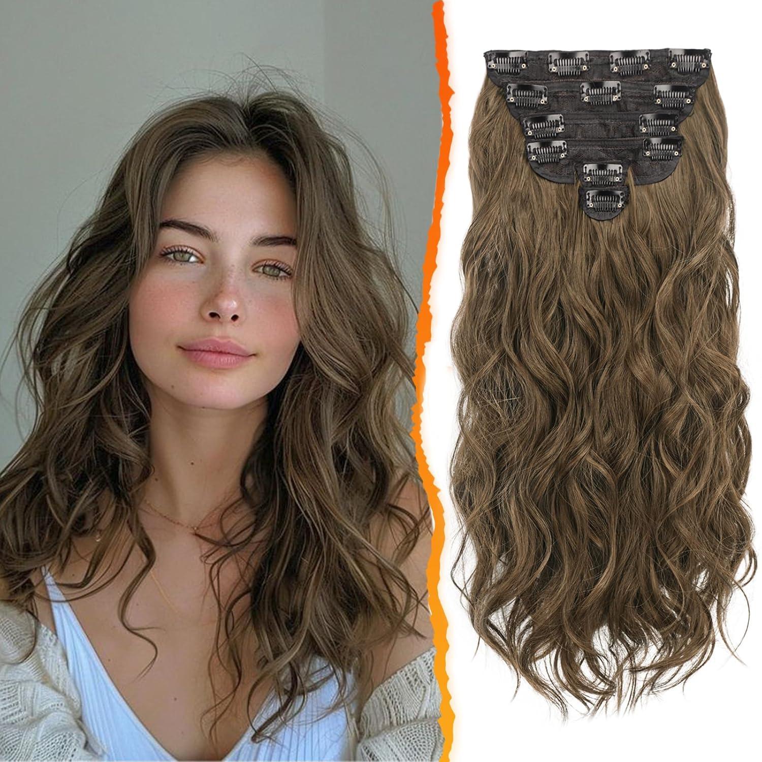Wellige Haarverlängerung 50cm Braun Clip-in 6-teilig