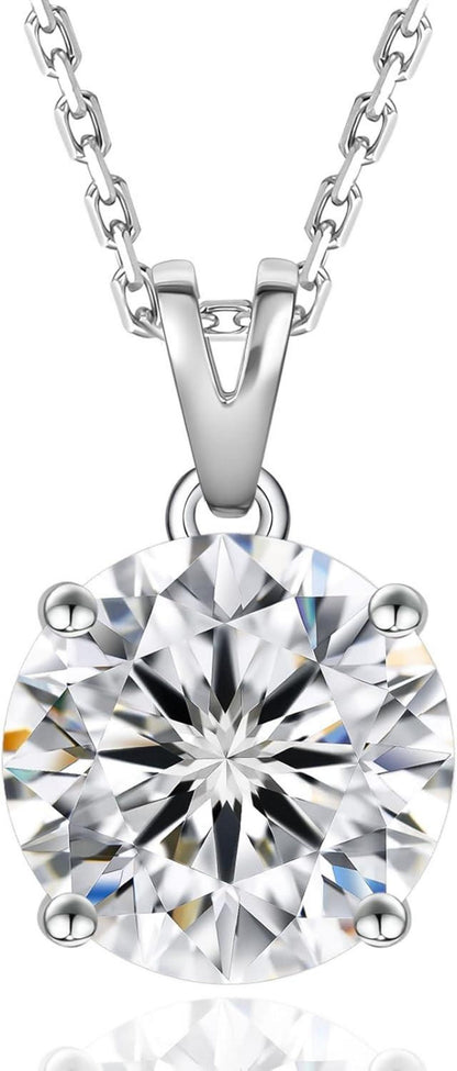 KRKC&CO Moissanit Kette 925 Silber Anhänger 2 Karat VVS1 D mit