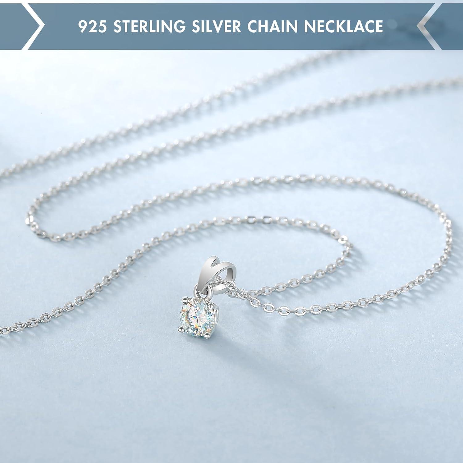 Moissanite Kette Silber 925 mit Anhänger 2 Karat VVS1 D Damen Geschenkbox