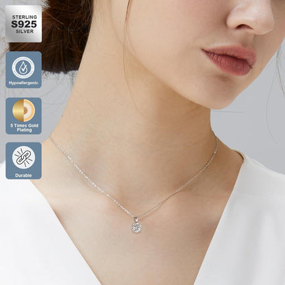 KRKC&CO Moissanite Kette 925 Silber Anhänger 2 Karat VVS1 D 45+5cm