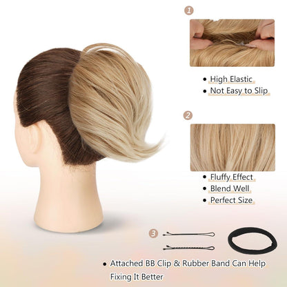 Synthetischer Haarknoten Pferdeschwanz Blond Gemischt 20cm