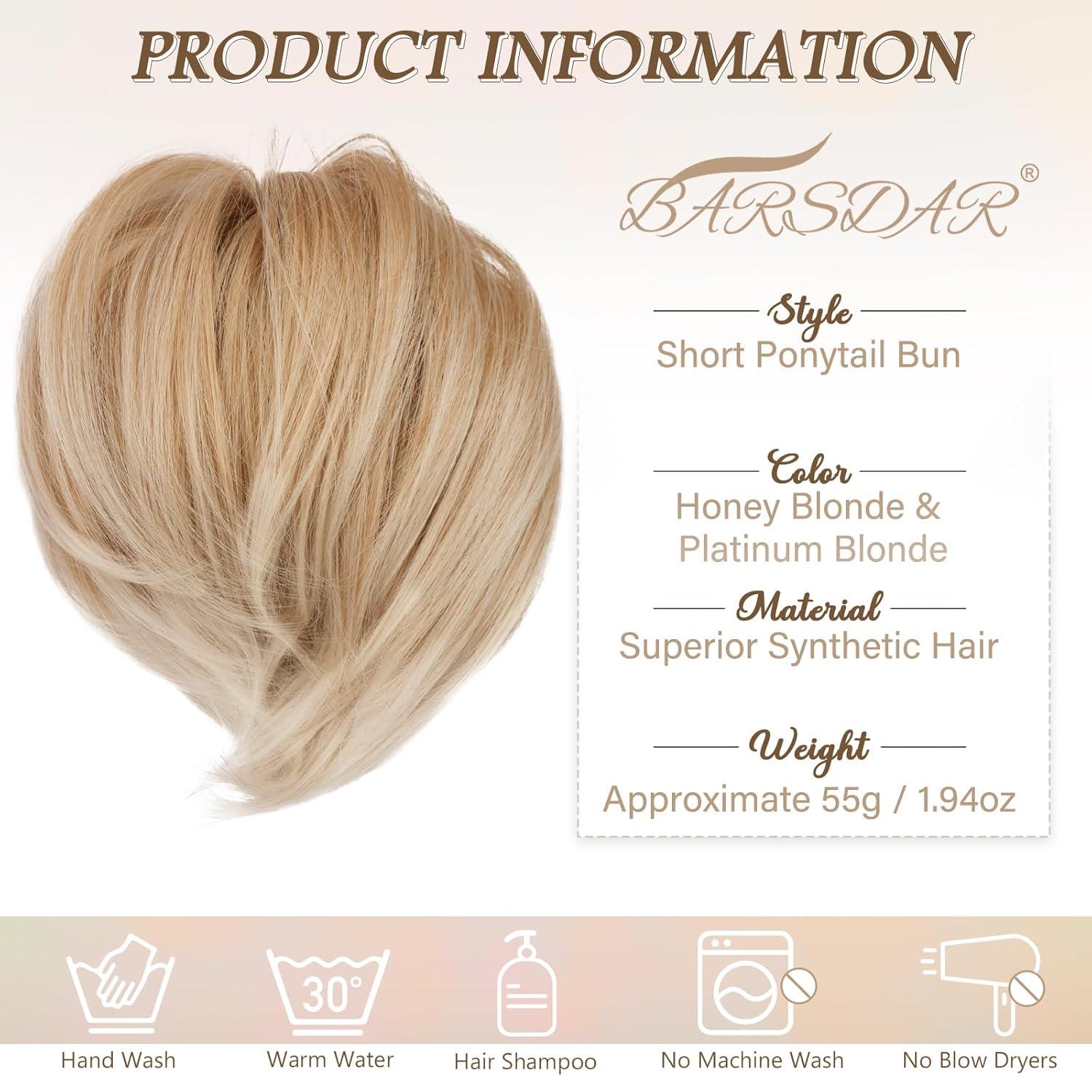 Synthetische Haarverlängerung Blond Dutt Pferdeschwanz 20cm
