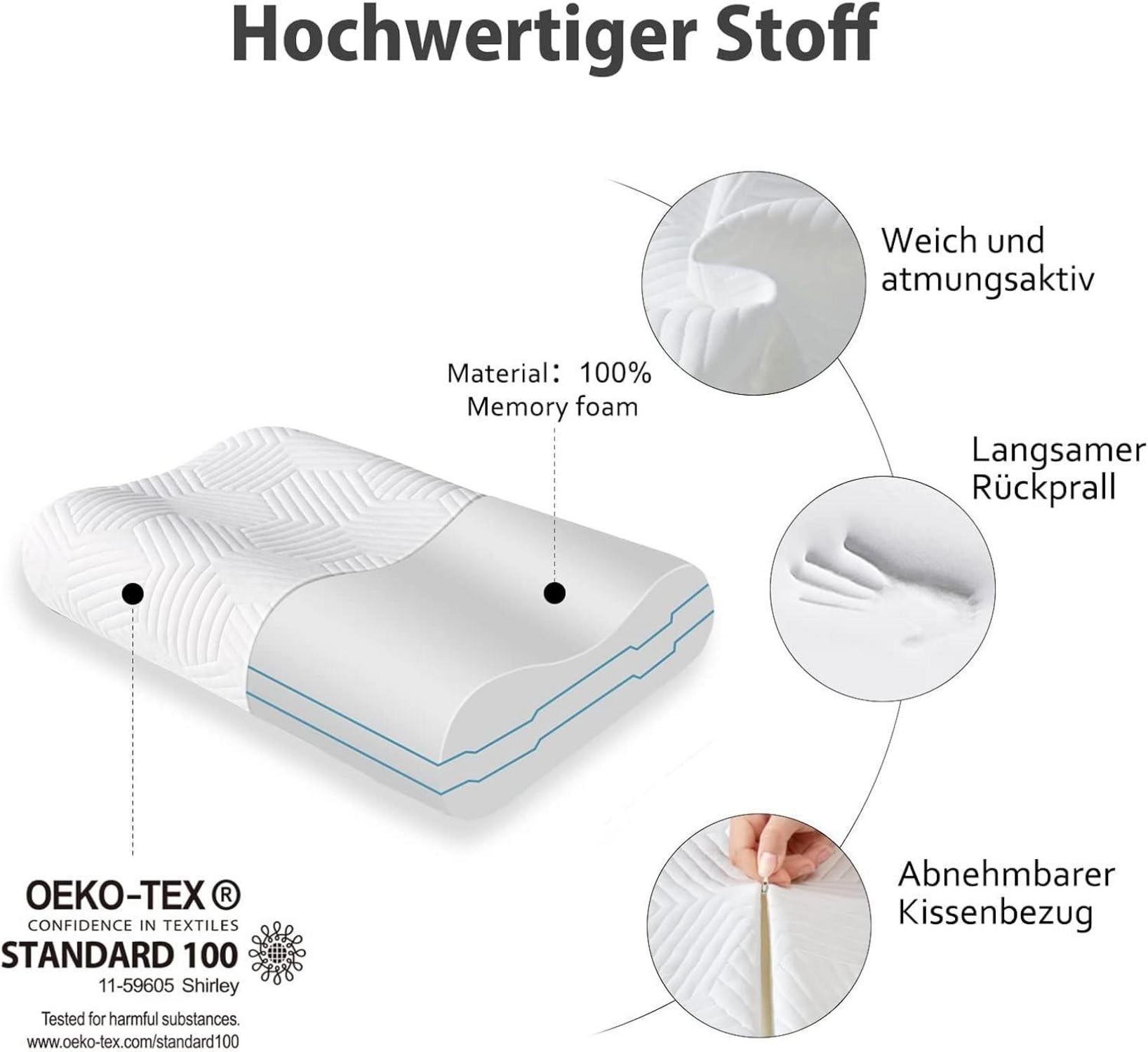 Orthopädisches Memory Foam Kopfkissen mit Höhenverstellung
