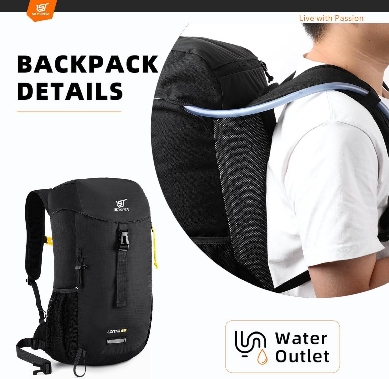 Leichter Wanderrucksack 25L Trekkingrucksack Daypack Schwarz