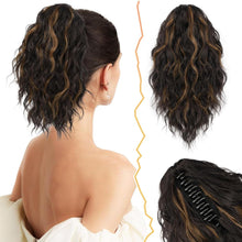 30CM Wellige Klauen Clip Pferdeschwanz Haarverlängerung Braun Blond