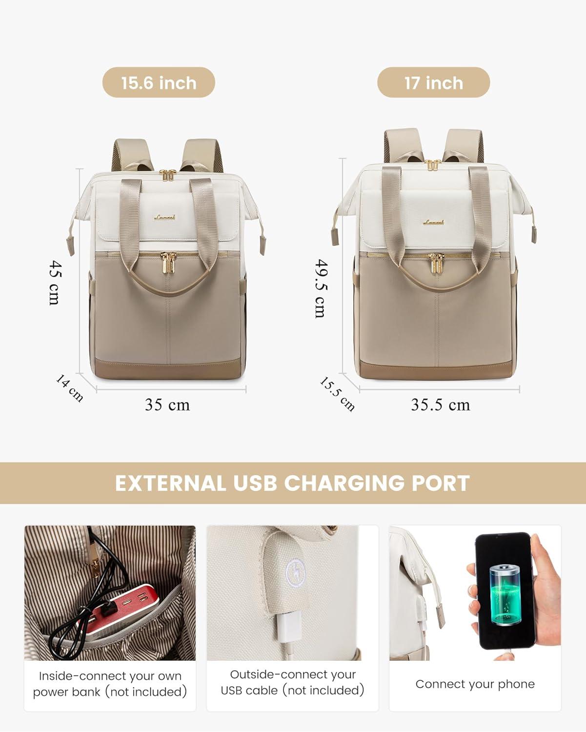 Schulrucksack Damen 15,6 Zoll Laptop Wasserdicht Uni Büro Handtasche