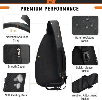 SKYSPER Herren Brusttasche Sling Bag 9L Anti-Diebstahl für Wandern Outdoor Reise
