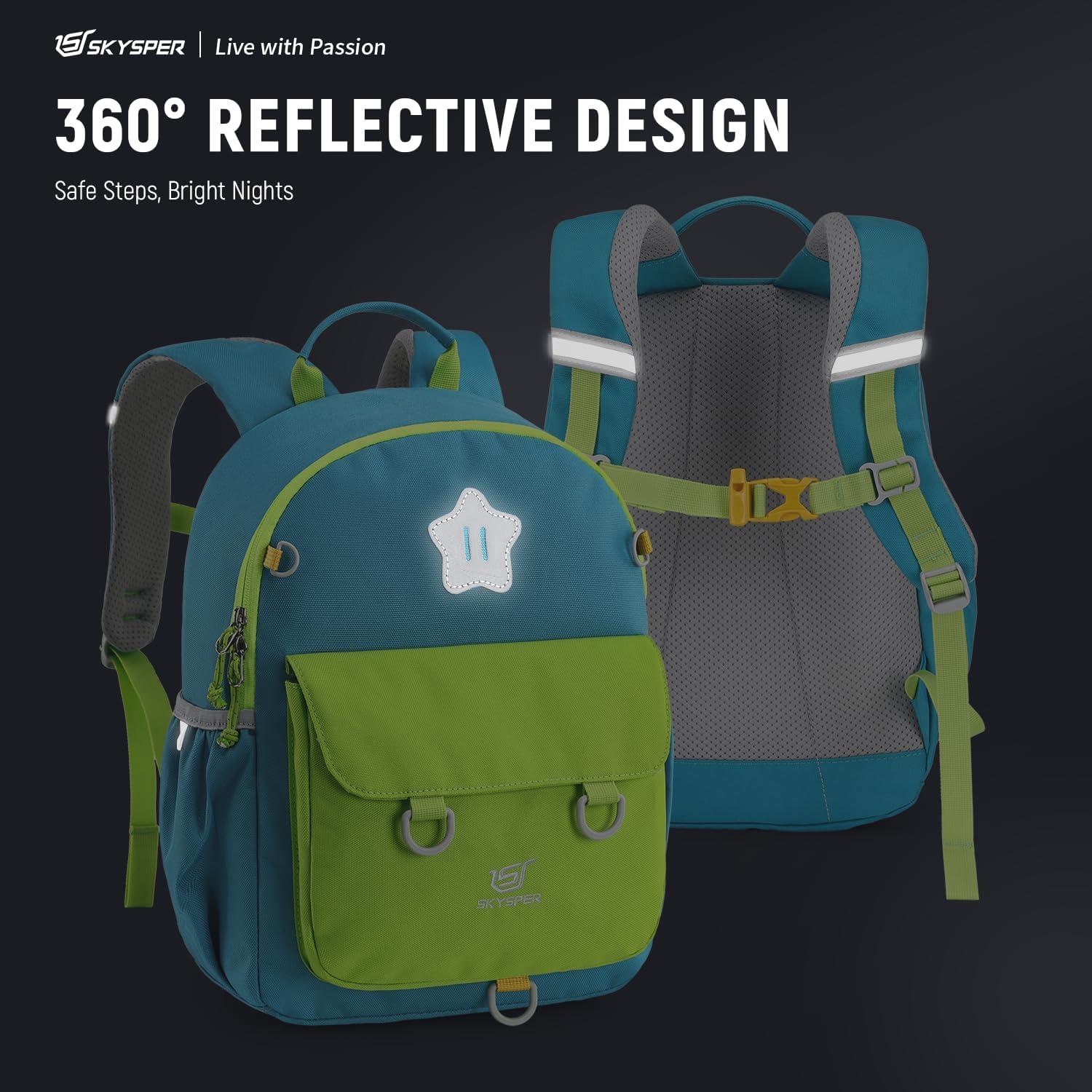 Kinderrucksack 10L Wanderrucksack Kinder Brustgurt Kindergarten apfelgrün