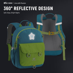 Kinderrucksack 10L Wanderrucksack Kinder Brustgurt Kindergarten apfelgrün
