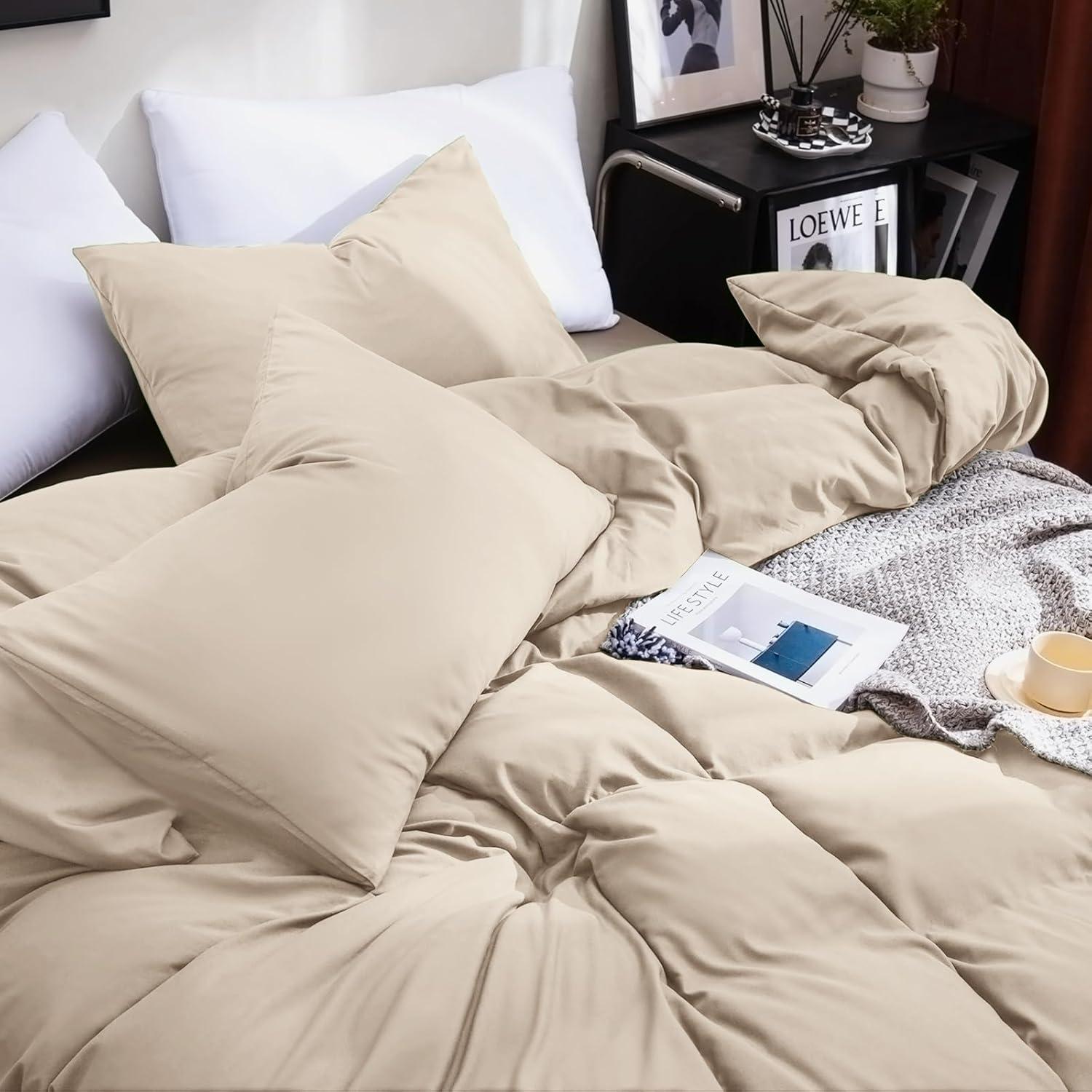 Bettwäsche 155x220 cm 3-teilig Mikrofaser - Khaki