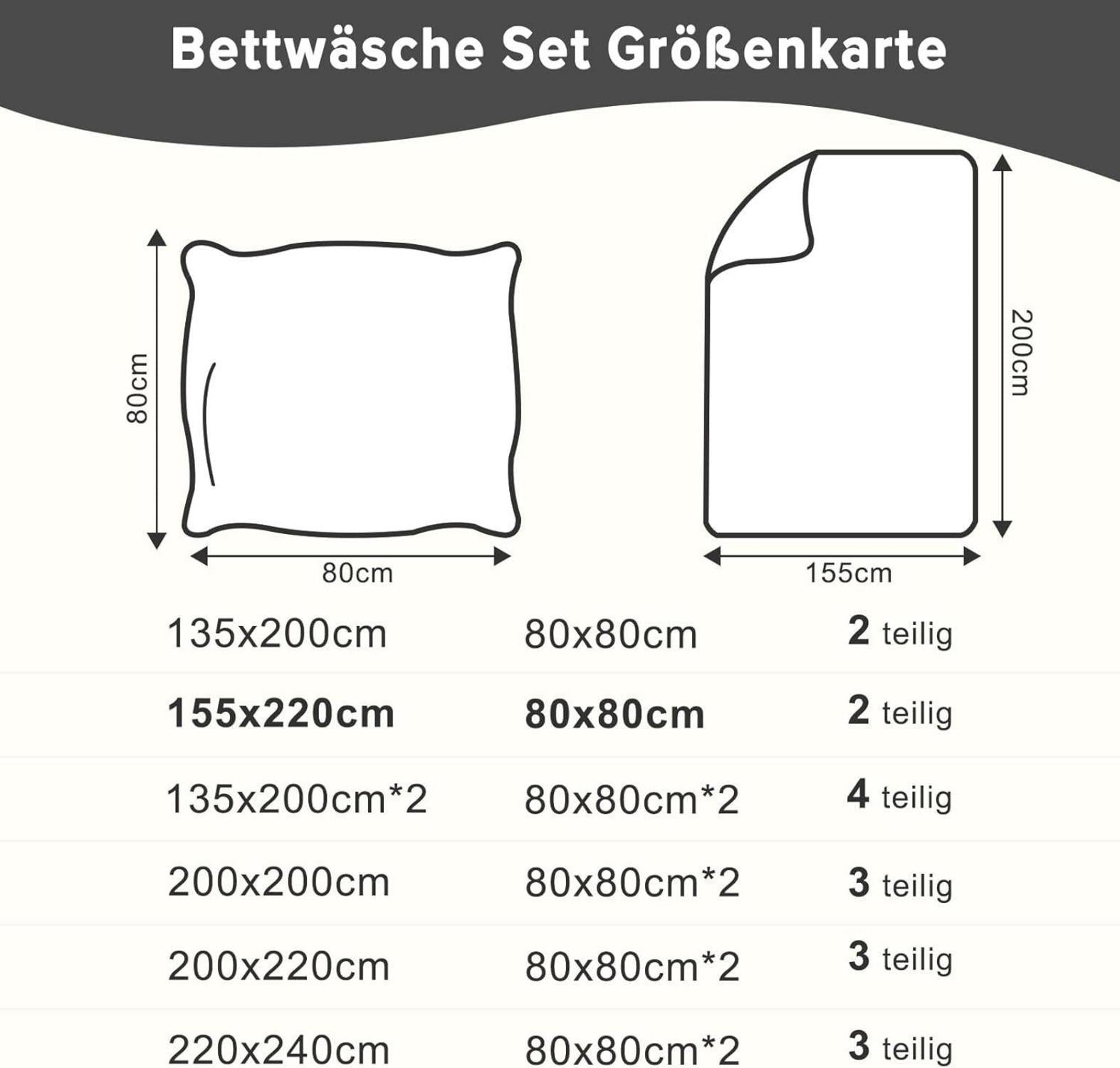 Bettwäsche-Set Mikrofaser 155x220 cm Khaki + Kissenbezug 80x80 cm