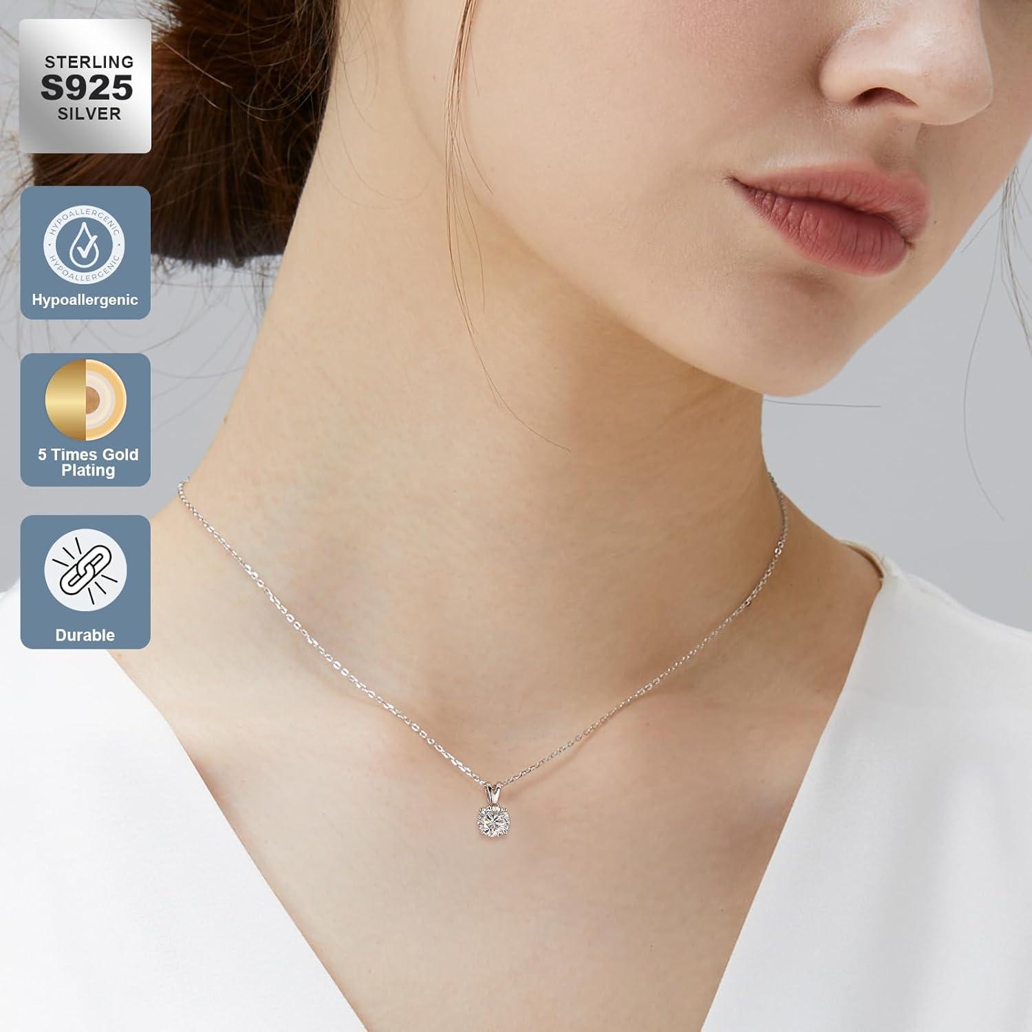 Moissanit Diamant Kette 925 Silber Anhänger 1/2/3 Karat VVS1 D 45+5cm