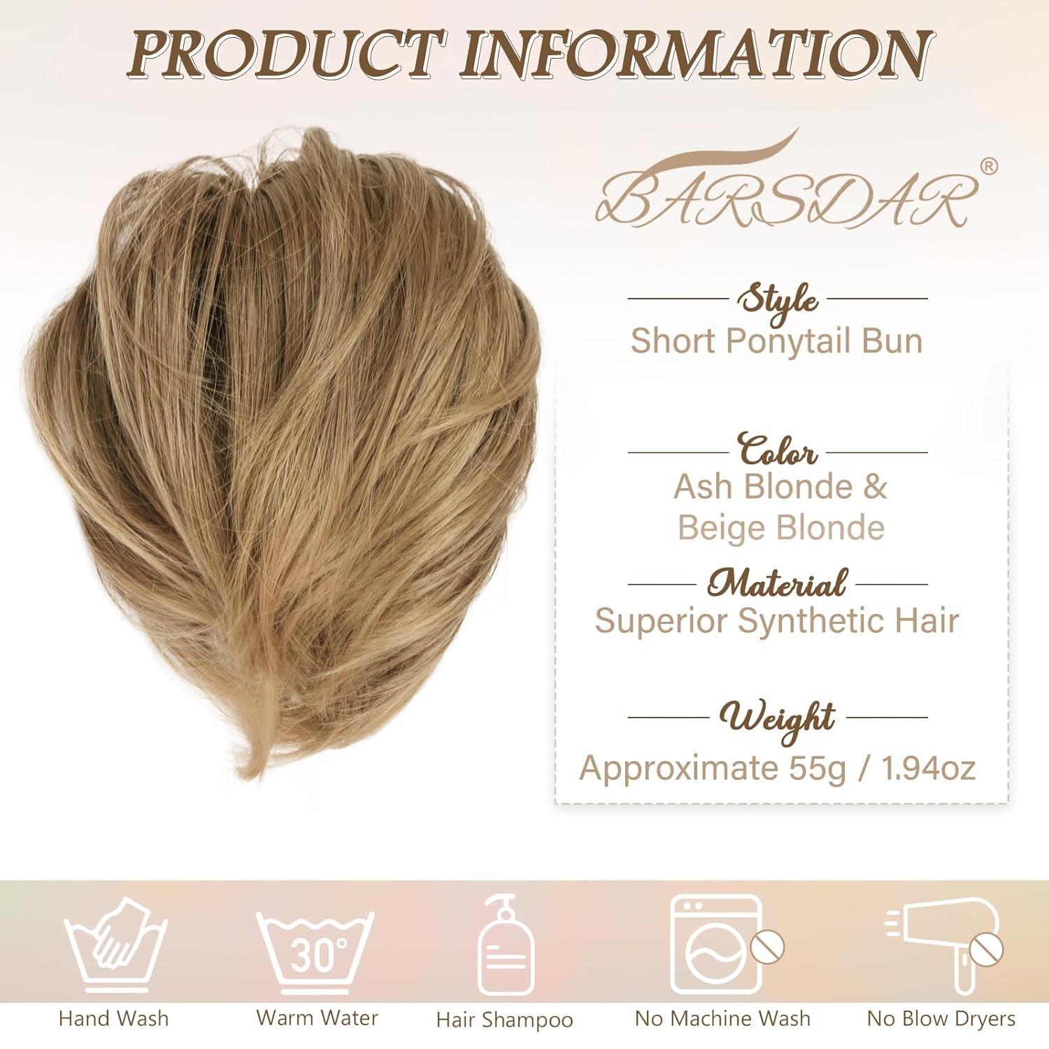 Gerader Haarknoten Pferdeschwanz Haarverlängerung Blond 20cm