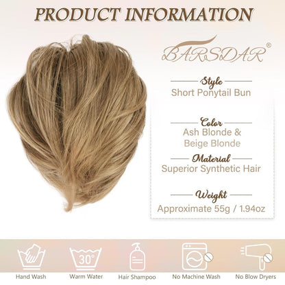Gerader Haarknoten Pferdeschwanz Haarverlängerung Blond 20cm