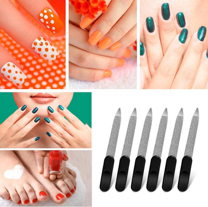 6er Set Mini Schwert Nagelfeilen Edelstahl Fingernagelfeilen Schwarz