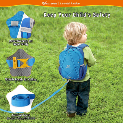 Kinderrucksack 9L Wanderrucksack mit Brustgurt für Jungen Mädchen Outdoorwandern Blau