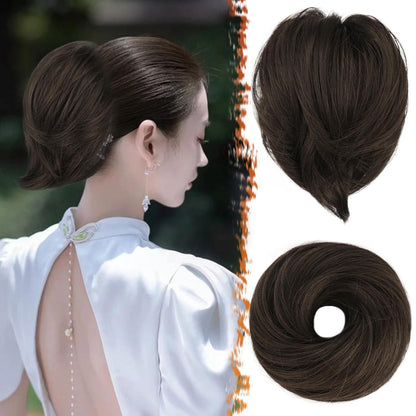Braune Haarknoten Extensions Synthetisches Haarteil 20cm
