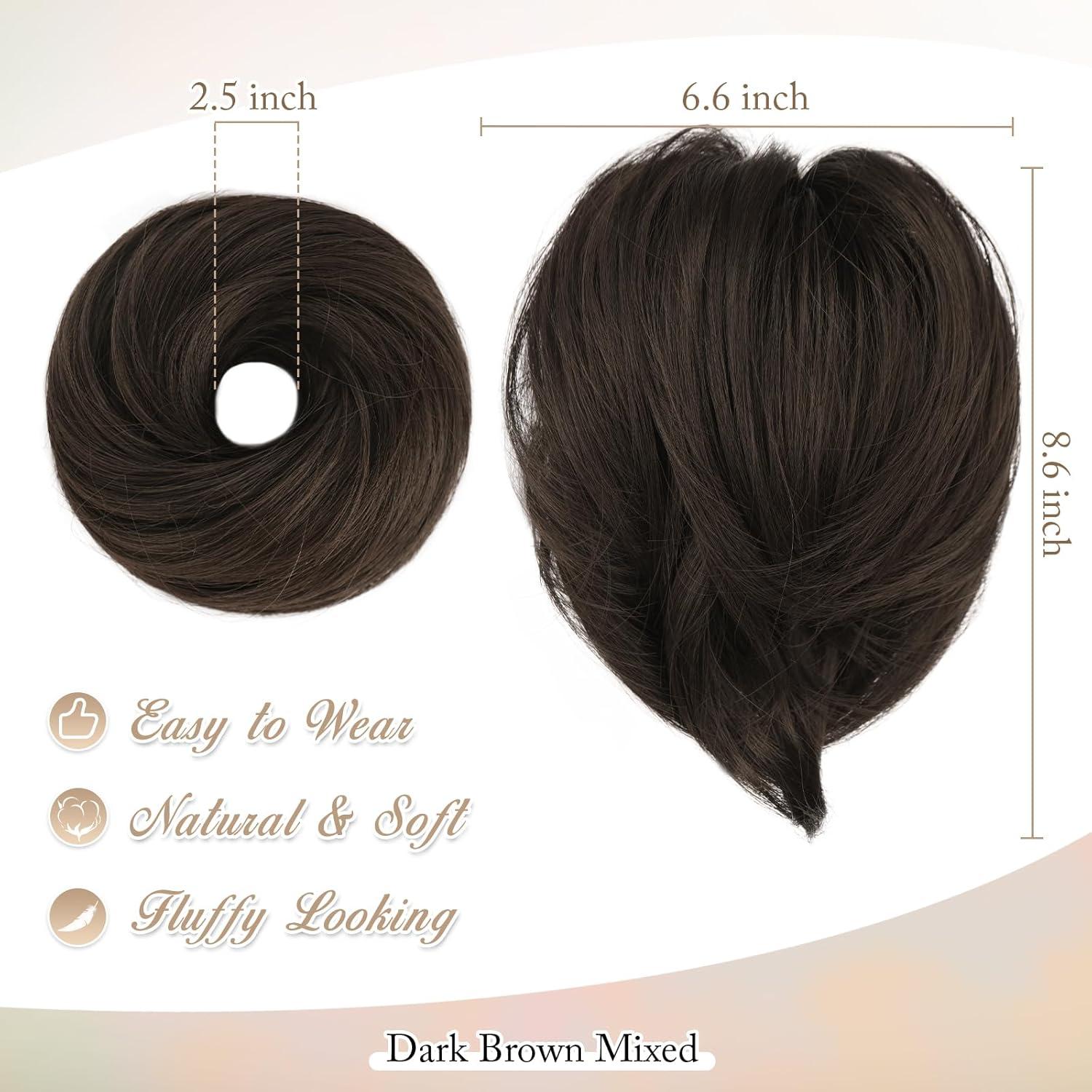 Braune Haarknoten Extensions Synthetisches Haar Scrunchie