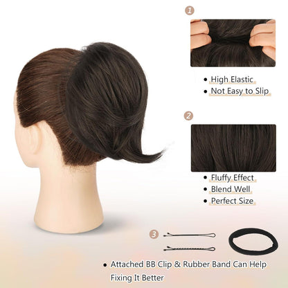 Braune Haarknoten Extensions Synthetisches Haarteil 20cm