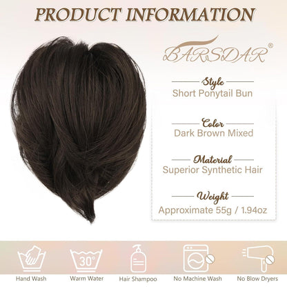Gerades Braun Haarknoten Extensions - Hochwertiges Synthetisches Haarteil 20cm