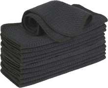 12er Set Schwarz Mikrofasertuch Waffelmuster Küchentücher 20x20cm