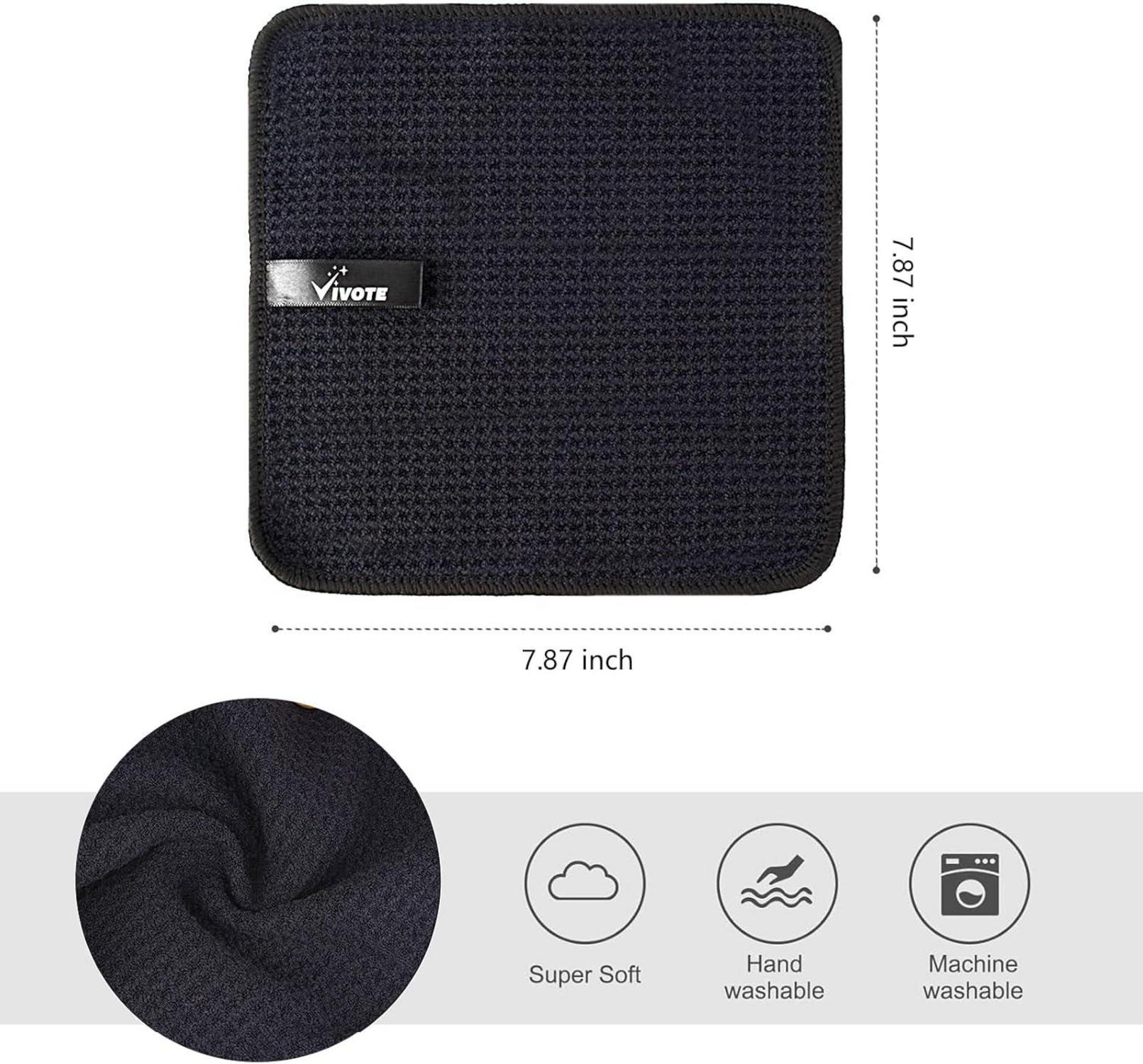 12er Set Schwarze Mikrofasertücher mit Waffelmuster 20x20cm