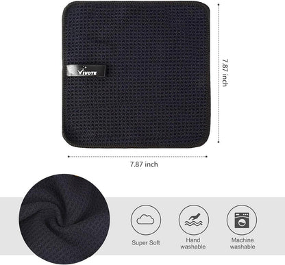 12er Set Schwarze Mikrofasertücher mit Waffelmuster 20x20cm