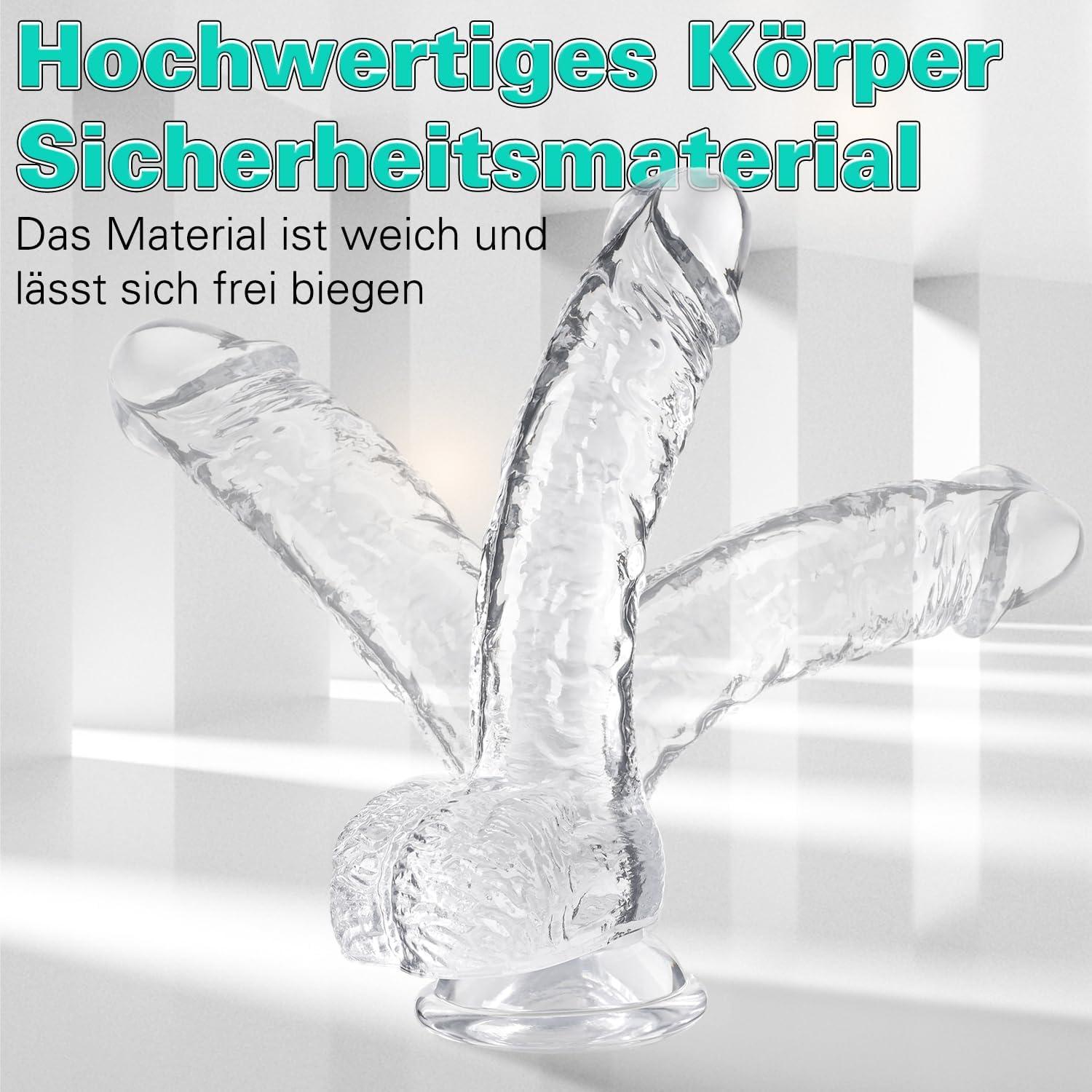 Realistischer Anfänger Dildo mit Saugnapf und Venen 18CM Transparent