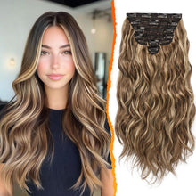 Clip in Haarverlängerung 50CM Lang Wellig Highlight Haarextension 6PCs