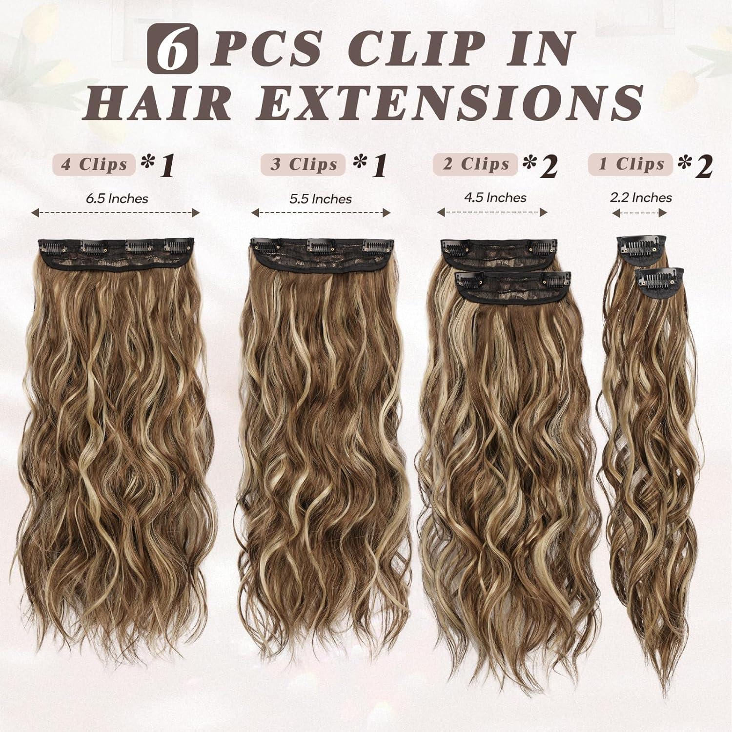 Clip in Haarverlängerung 50CM Lang Wellig Haarextension 6PCs