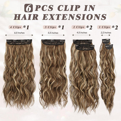 Clip in Haarverlängerung 50CM Lang Wellig Haarextension 6PCs