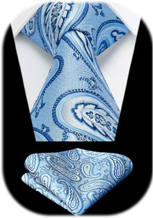 Herren Krawatte Paisley Muster mit Einstecktuch Champagner
