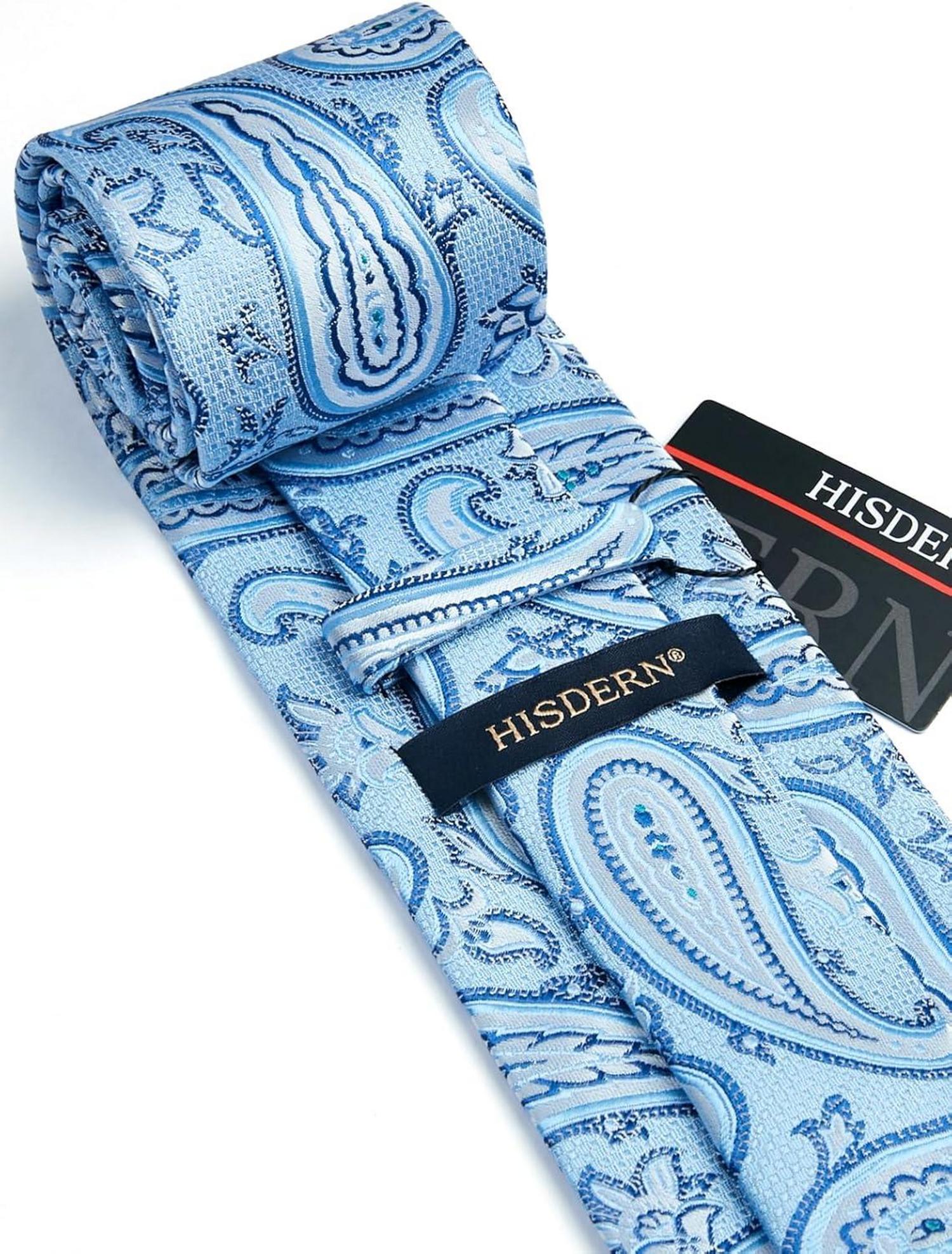 Herren Krawatte Paisley Muster mit Einstecktuch Champagner