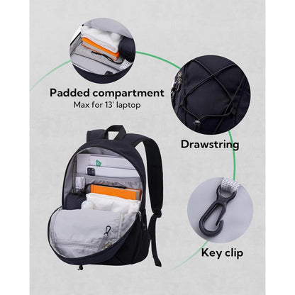 Leichter Wanderrucksack 12L mit Brustgurt – Schwarz