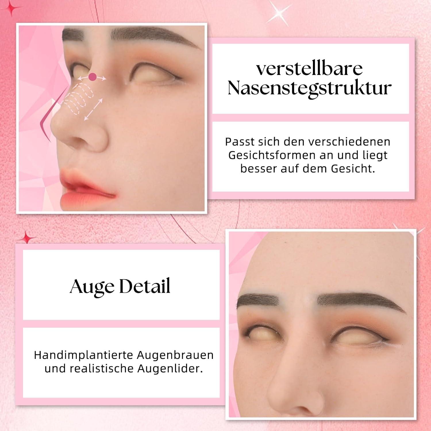 Roanyer Silikon Weibliche Maske Weiche Realistische Haut Gesicht