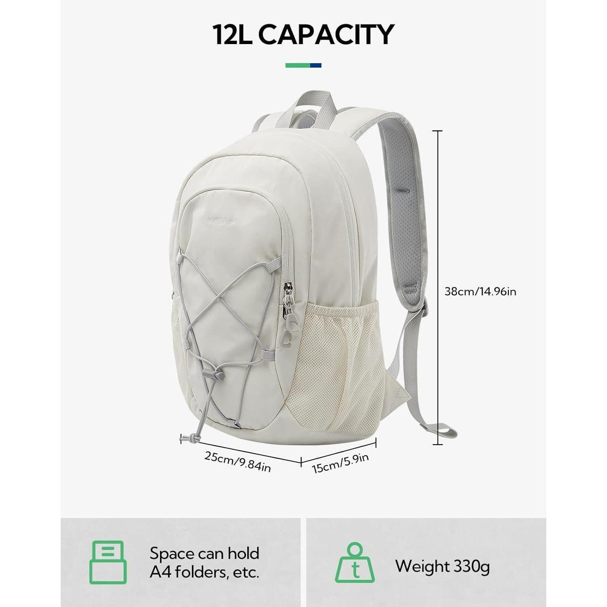 12L Wanderrucksack Mini Sport Backpack für Damen Herren Beige