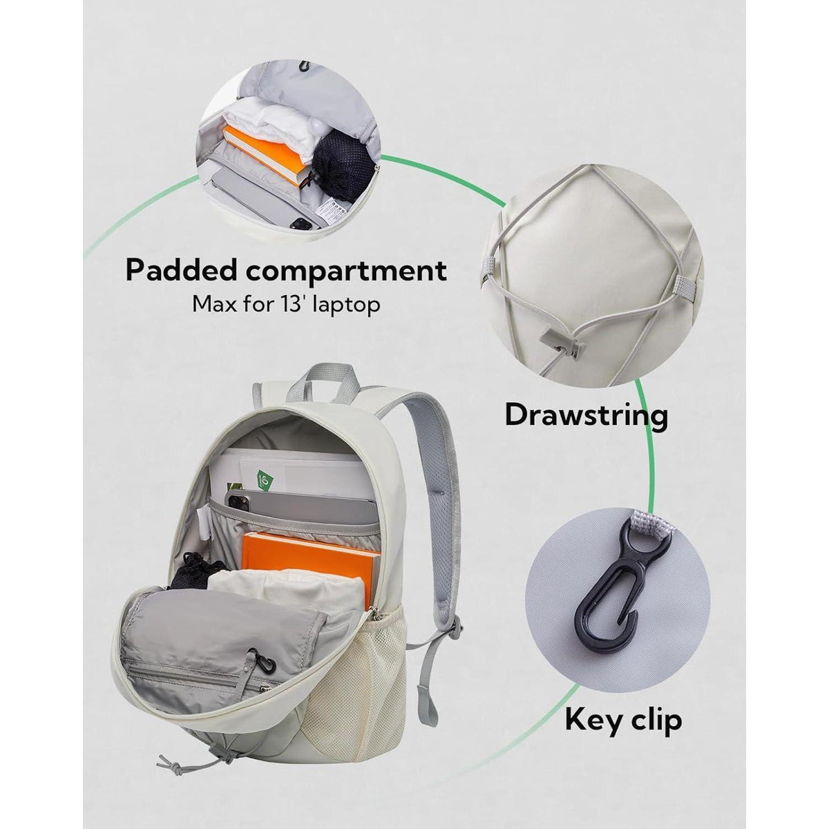 12L Wanderrucksack Mini Sport Backpack für Damen Herren Beige