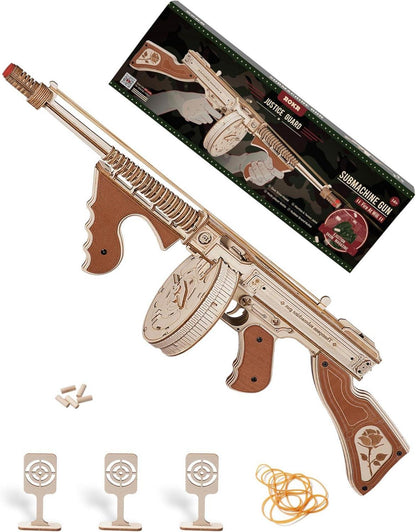 ROKR 3D Holzpuzzle Thompson Submachine Holzmodell Kit mit Gummiband