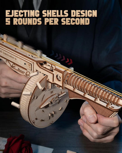 ROKR 3D Holzpuzzle Thompson Submachine Holzmodell Kit mit Gummiband