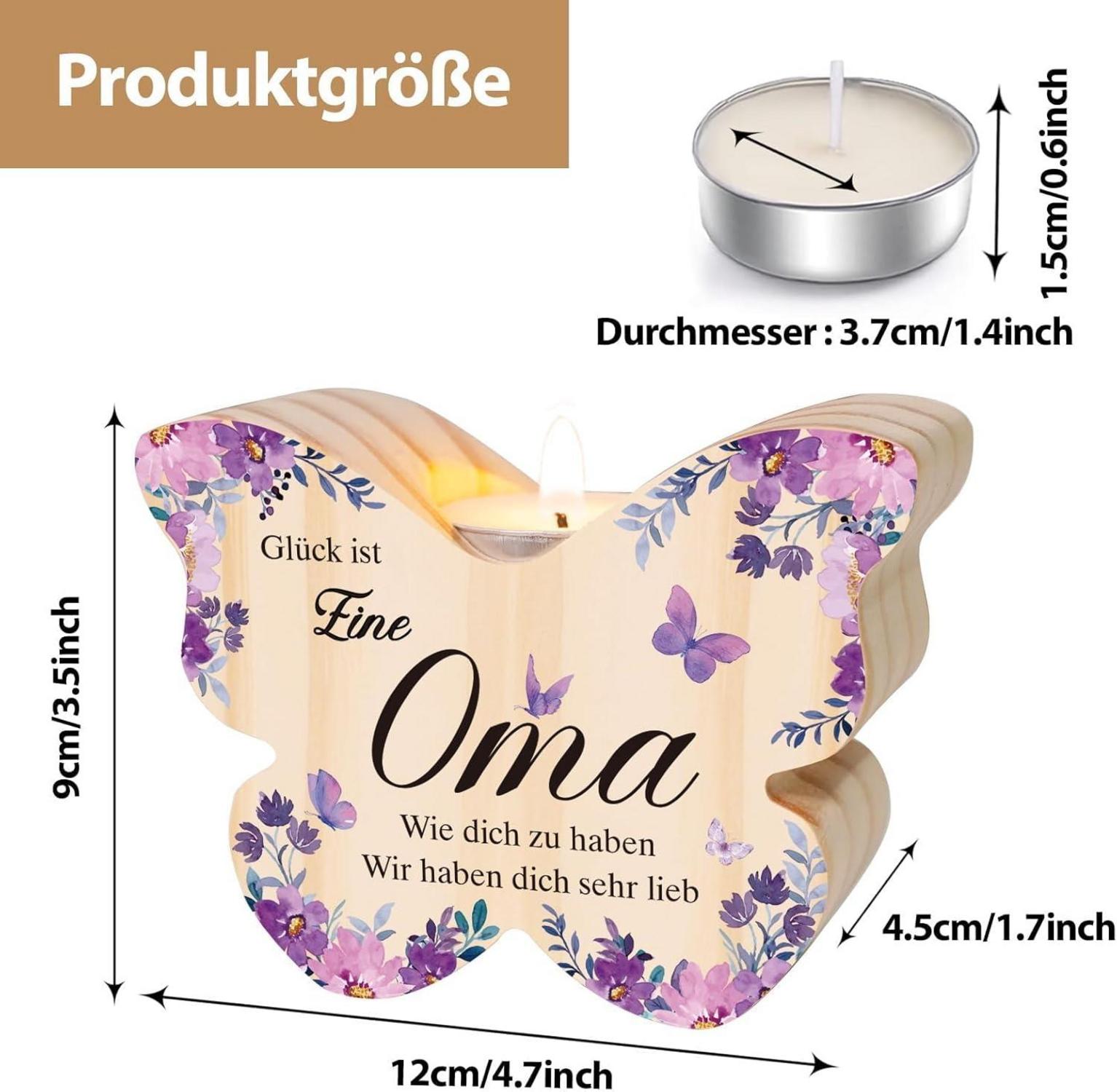 Oma Geschenk Weihnachten Schmetterling Kerzenhalter Holz-Hochwertiges