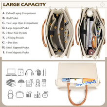 RAINSMORE Damen Handtasche 2-in-1 Umhängetasche Laptoptasche