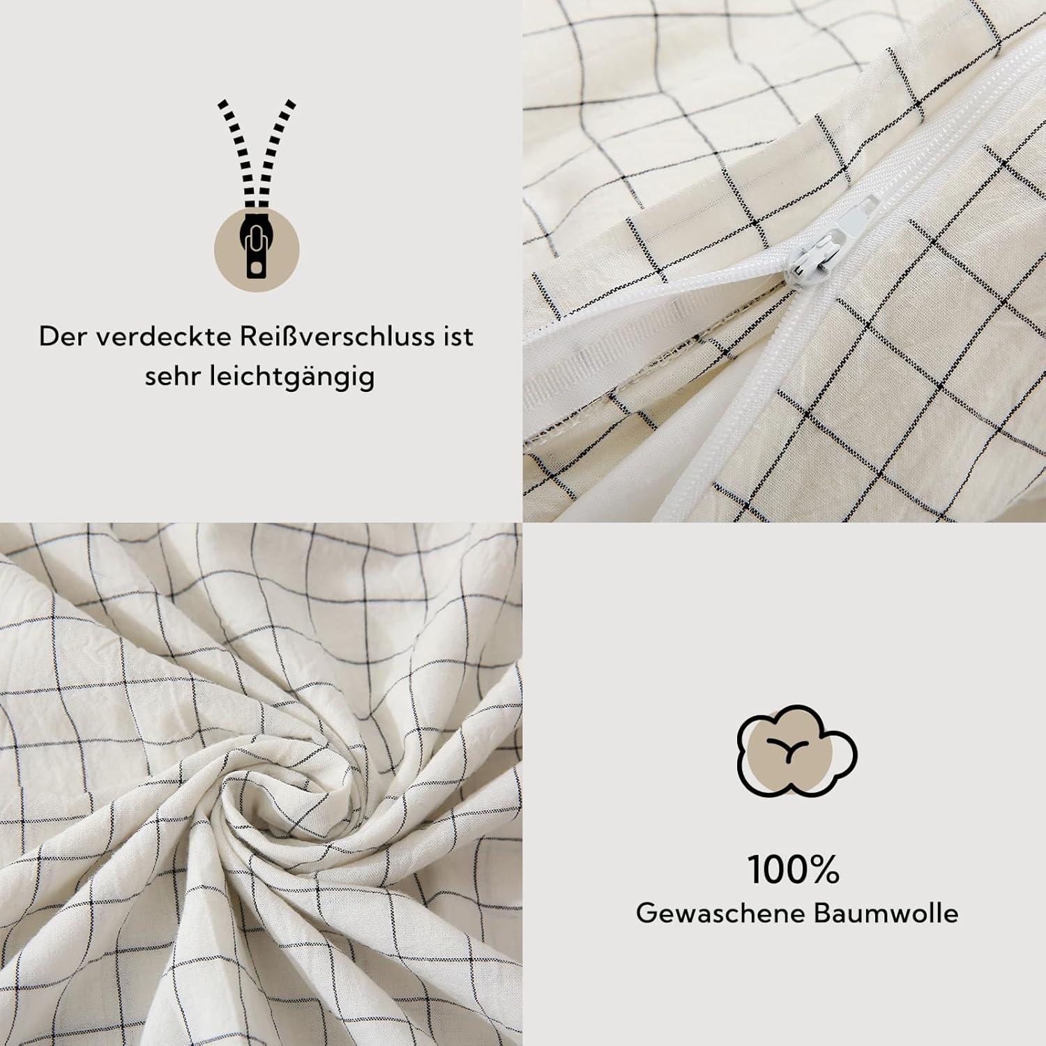 SOULFUL Bettwäsche 220x240 Baumwolle kariert öKotex zertifiziert