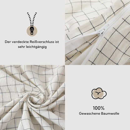 SOULFUL Bettwäsche 220x240 Baumwolle kariert öKotex zertifiziert