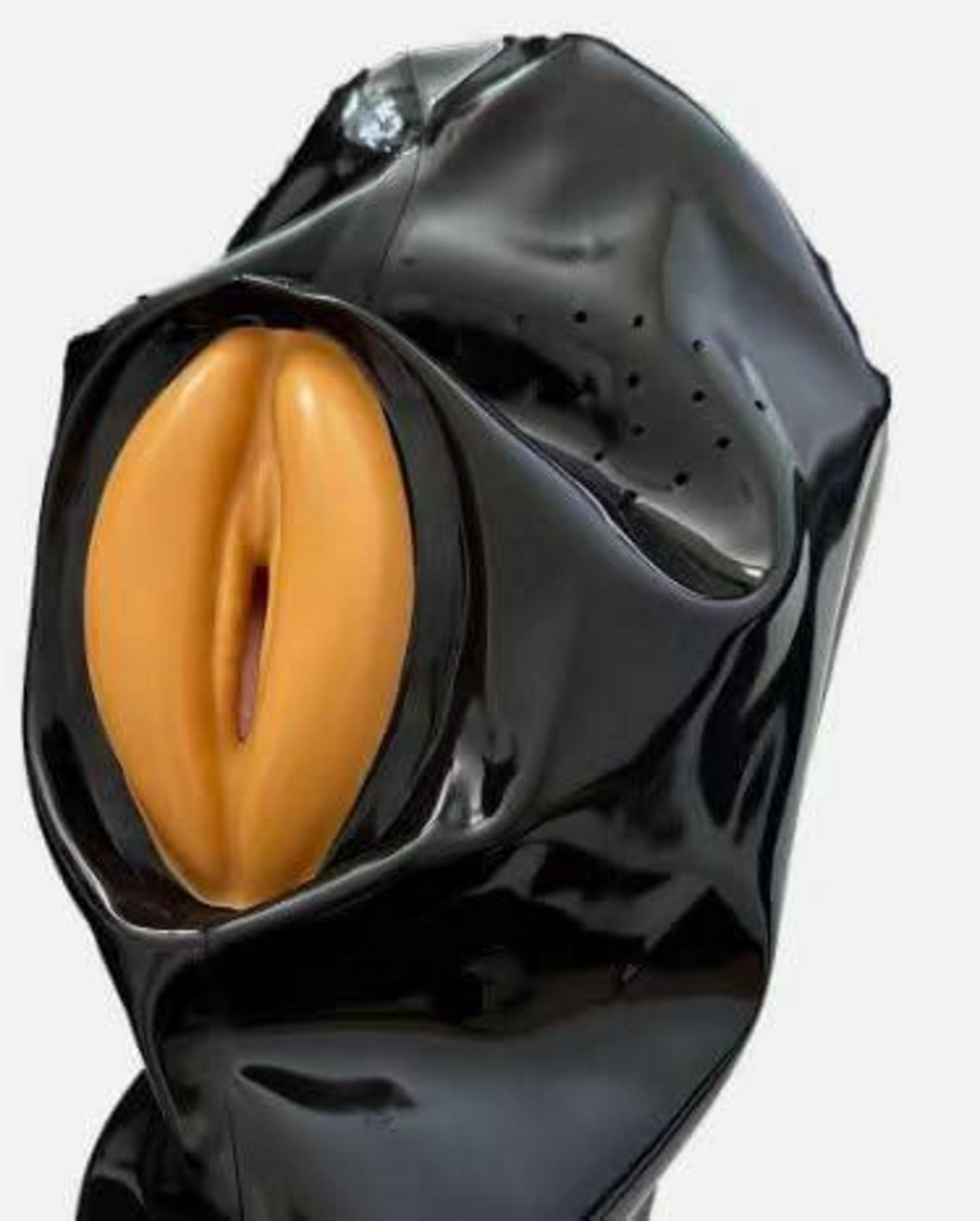 Latex Bondage Fetisch BDSM Vollgesichtsmaske Kopfhaube Schwarz
