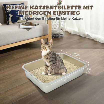 Katzentoilette aus Edelstahl für Katzen und Kaninchen, 2er