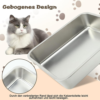 Katzentoilette Edelstahl für Katzen und Kaninchen 2 Stück 45×35×10cm