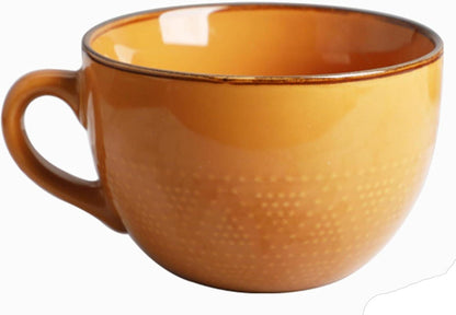 Große Keramik Kaffeetasse 700ml Orange Henkel Müsli Teebecher