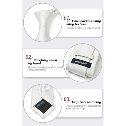 Herren Hochzeit Krawatte Beige Paisley Jacquard Einstecktuch