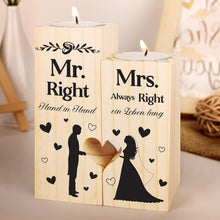 Hochzeitsgeschenk Kerzenständer Holz Mr. Right Mrs. Always Right