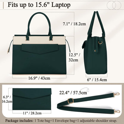 RAINSMORE Damen Handtasche 2-in-1 Umhängetasche PU Leder Laptoptasche